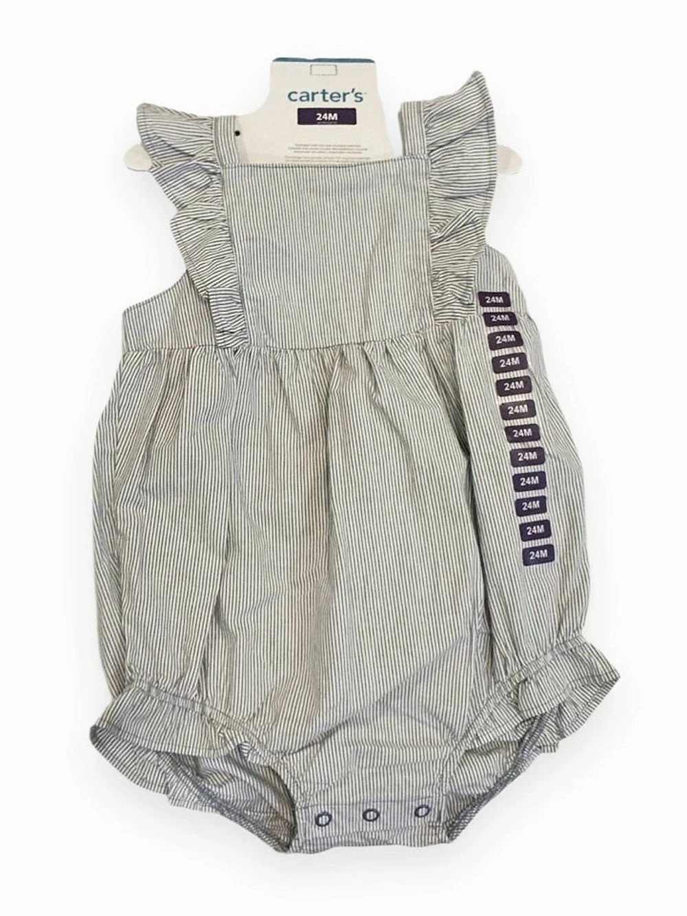 Carter's Striped Romper in Gray & White 24M NWT